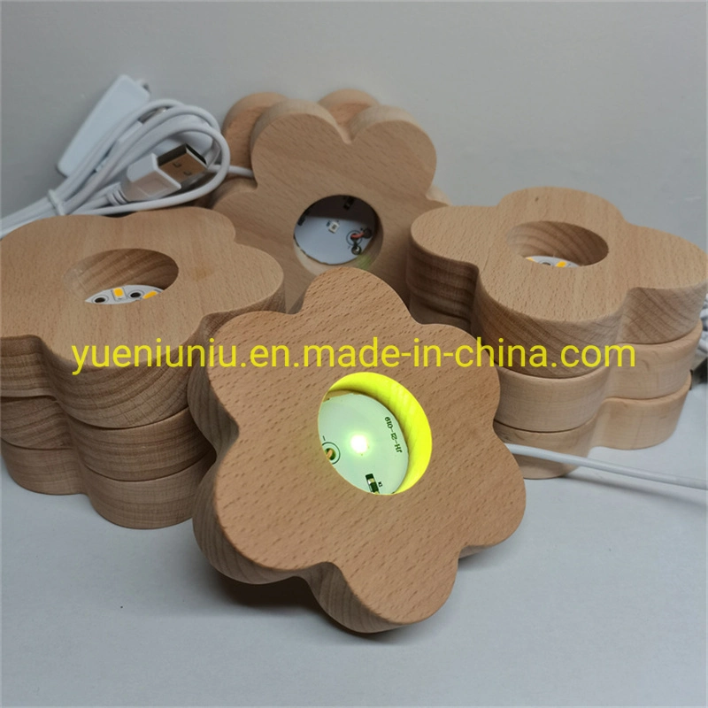 Customized 7 Color Change Is Controlled by Switch 3D LED Beech Lamp Holder for Resin Crystal