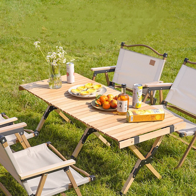 Portable Folding Wood Camping Party Table Set Foldable Furniture Outdoor Camping Omelet Table