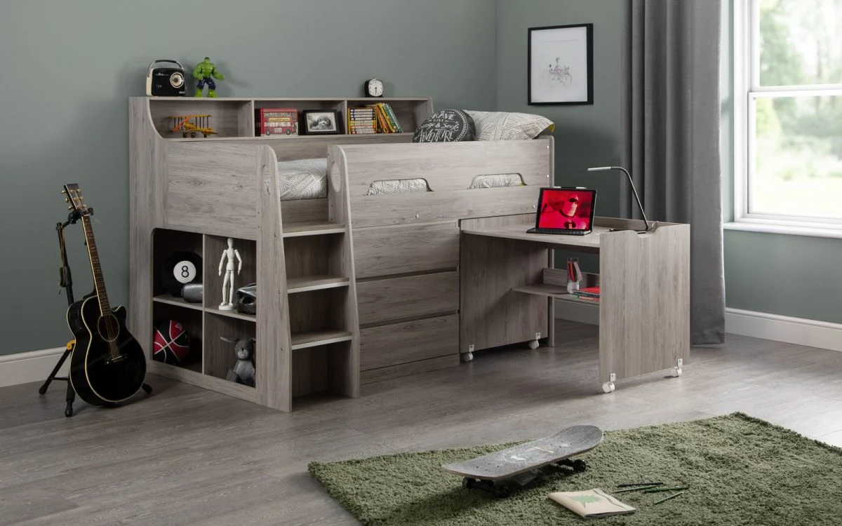 Modern House Home Bedroom Furniture Children Adults White Grey Childrens Bunk Beds Twin Over Loft Bed Kids Bed Furniture Children Furniture Bed ODM OEM Bunk Bed