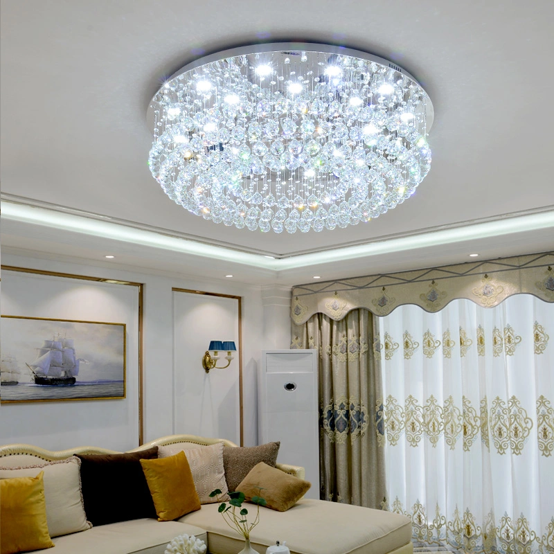 Chrome and Crystal Ceiling Light Fixtures Round Ceiling Lamp (WH-CA-24)