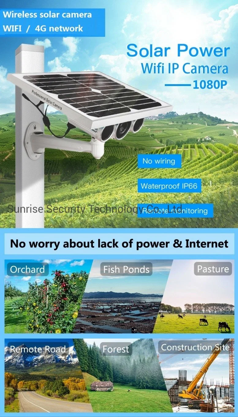 Waterproof Solar Power 4G Mobile Camera with 80m Night Vision