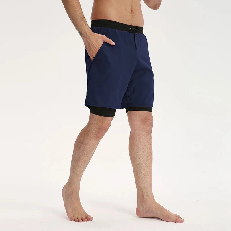 Shorts de sport 2 en 1 pour hommes Fast Dry de 7 pouces, shorts d'entraînement légers pour la course à pied avec doublure de compression et poche pour téléphone.