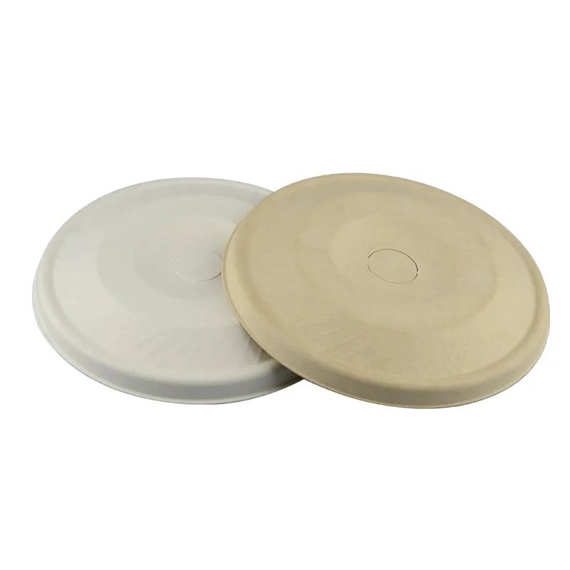 Eco Friendly Biodegradable Compostable Cups Cover Sugarcane Bagasse 90 mm Lid for Smoothie and Coffee