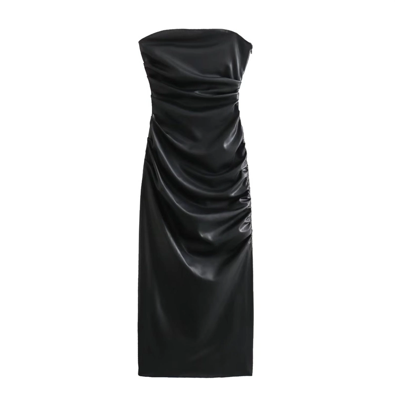 PB&amp;za Wholesale - Mujer tubo Top Negro PU Vestido de cuero