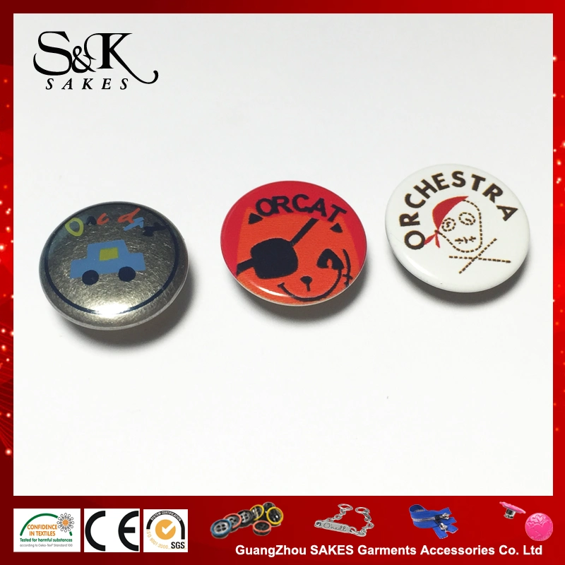 Lovely Style Silk Print Metal Brass Snap Button for Children Clothes