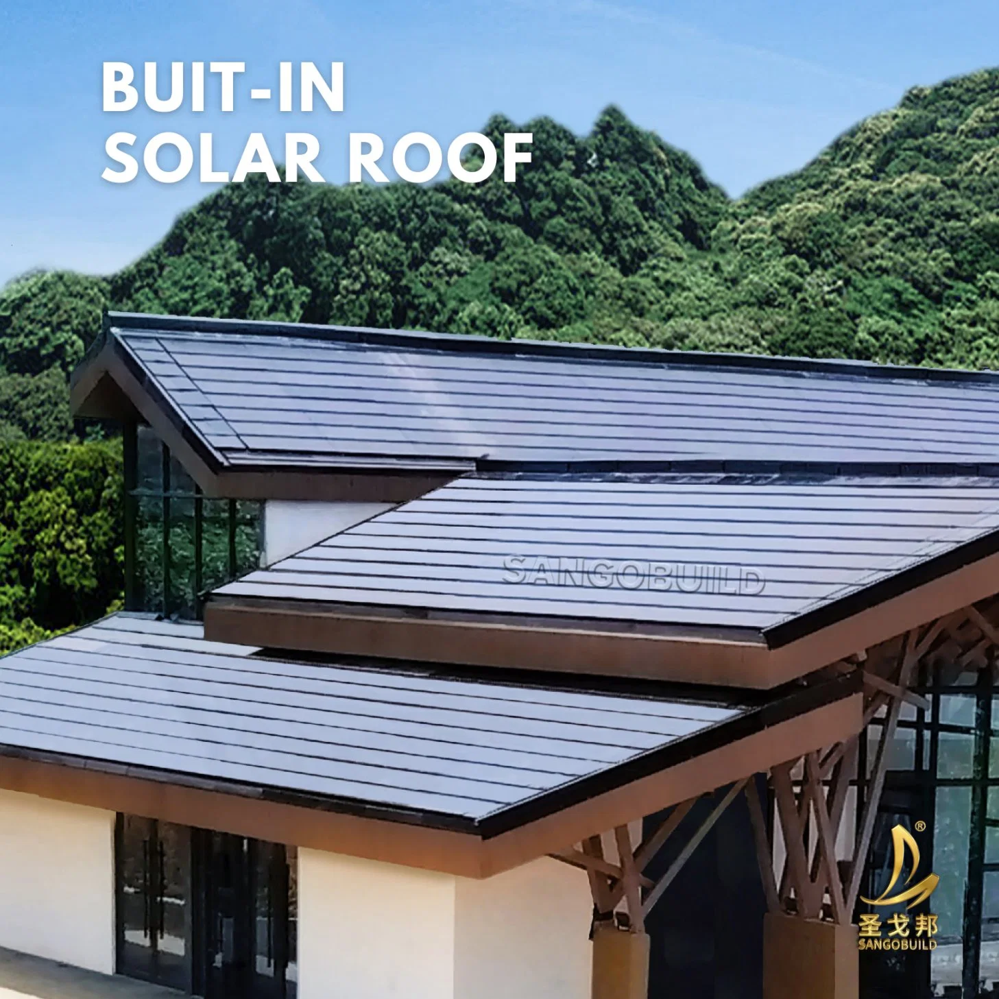 Sangobuild Solar Roof Tile Building Integrated Photovoltaic Roof Covering Solar High Efficient Electricity Generation