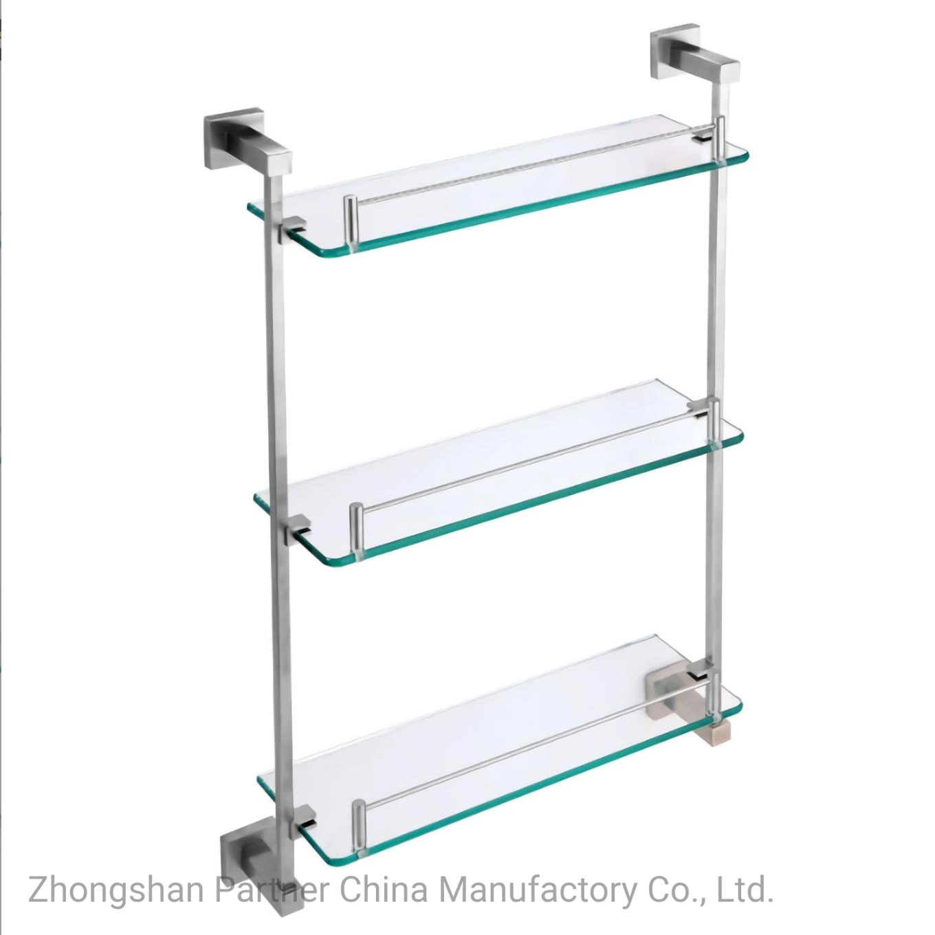 Stainless Steel 304 Elegant Corner Tempered Glass Shelf Bathroom Hardware