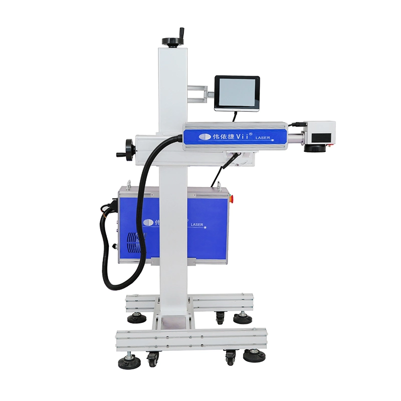 Machine laser à fibre multilingue pour marquage / gravure / codage en continu de la date d'expiration des produits ; Industrie de l'emballage alimentaire / agricole.