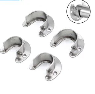 Closet Rod End U Shaped Stainless Steel Closet Pole Sockets Flange Rod Holder for Closet Wardrobe Shower Curtain Flange