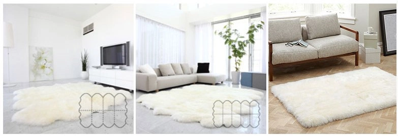 Genuine Sheepskin/Lambskin Octo Rug Carpet Throw Blankets for Floor Bed Interior Decor