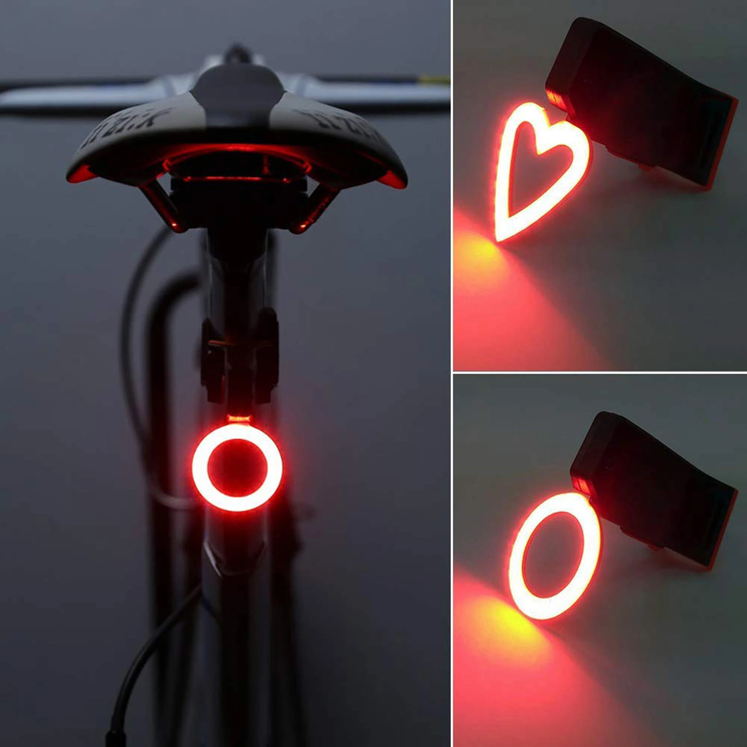 Hot Bone Round Heart-Shaped Cycling Tail Light Warning Safety Riding