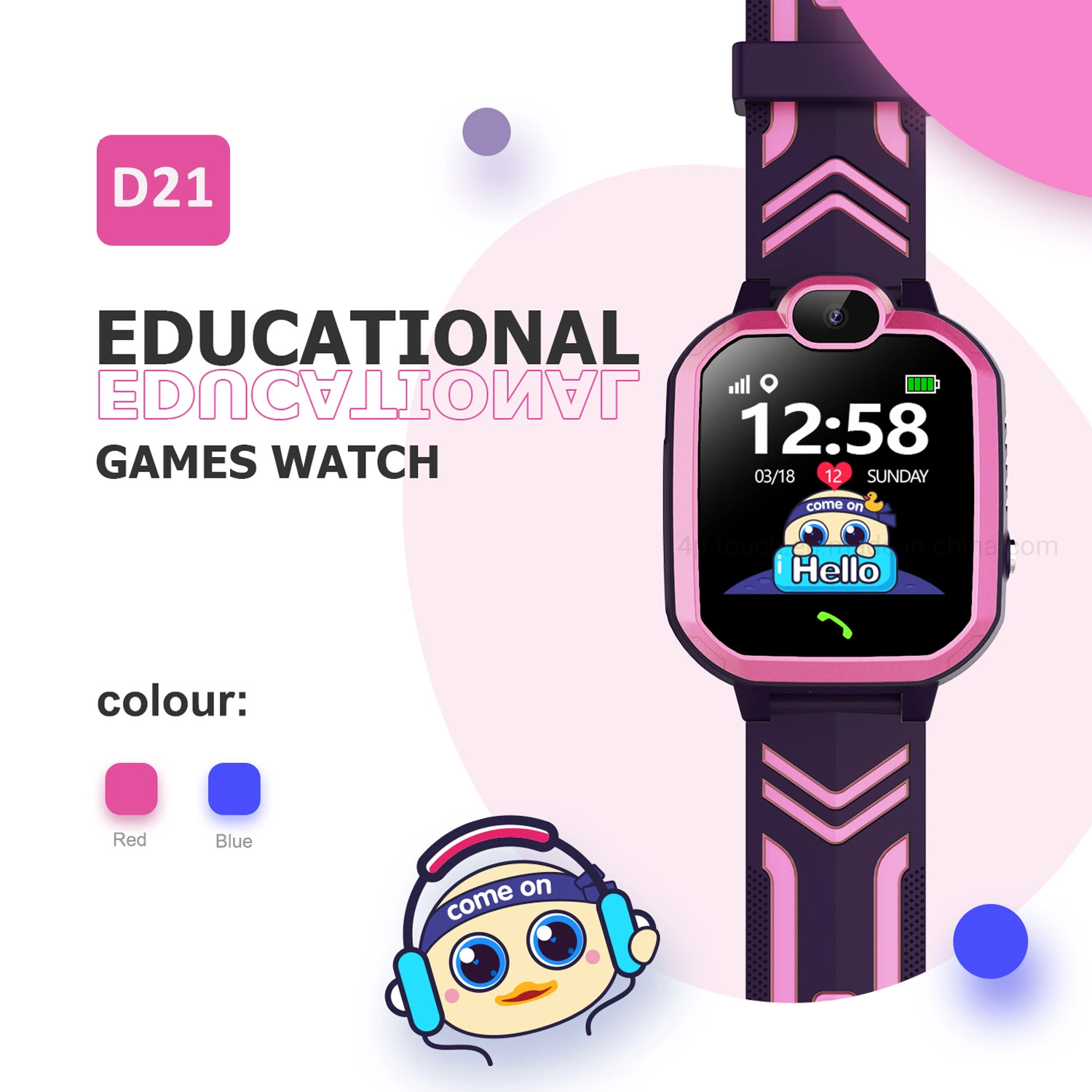 IP67 Waterproof GSM Child Kids Smart Game Watches Phone with Sos Camera Touch Screen D21