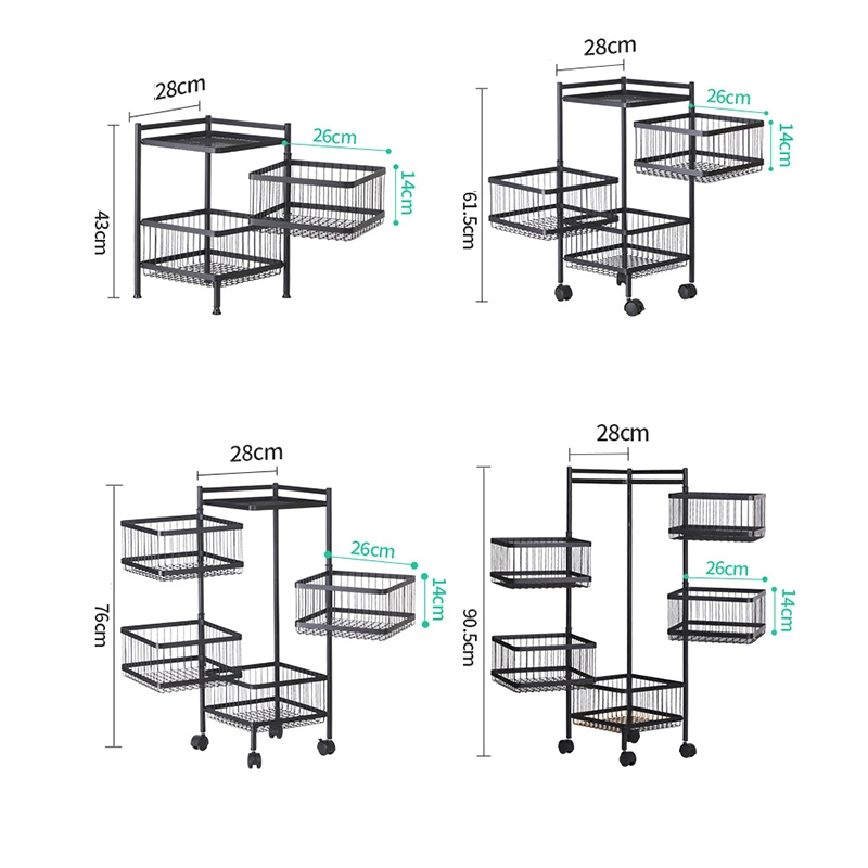 Condimento de Nivel 2 Estantería Metálica Organizador giratorio de almacenamiento de verduras canasto Estante para cocina