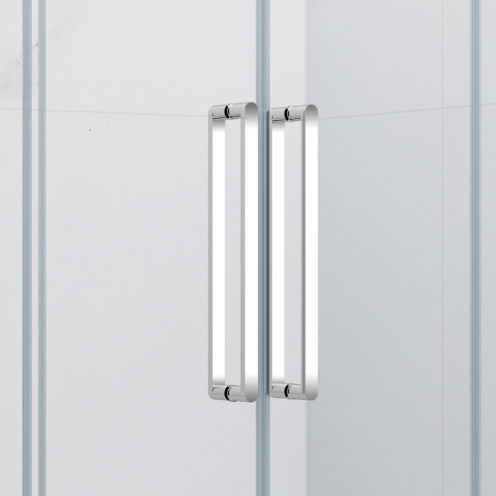 Badezimmer Haushalt Edelstahl Gehärtetes Glas Zwei Schiebetüren Duschraum Mit silbernem Aluminiumrahmen