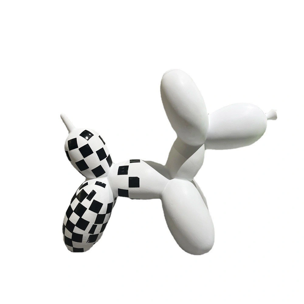 Modern Style Party Balloon Dog Figurine with Check Pattern