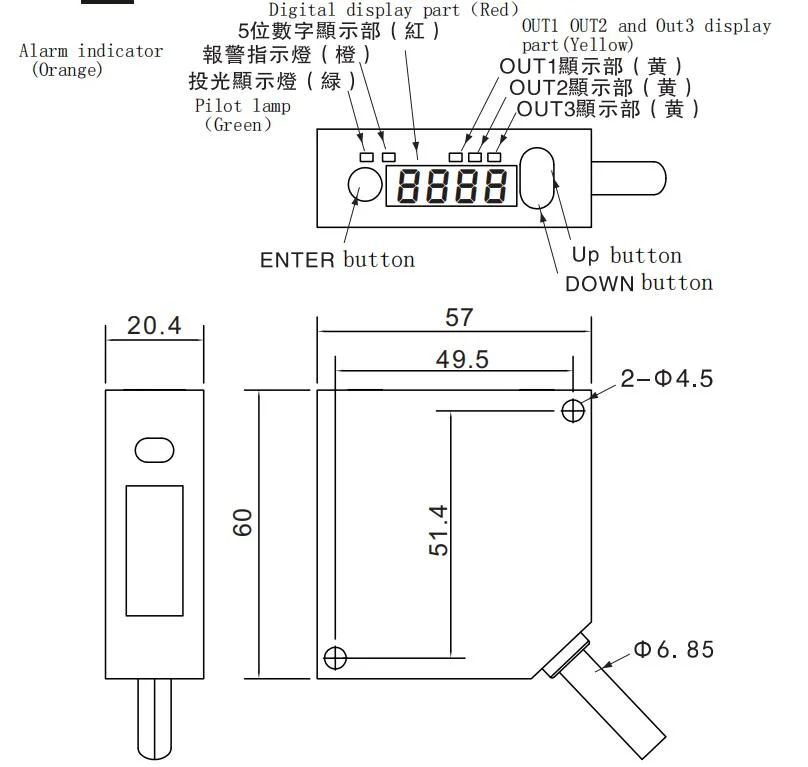 Laser Photoelectric Sensor 250mm Ranging Laser Measurement Sensor for Automation Machine