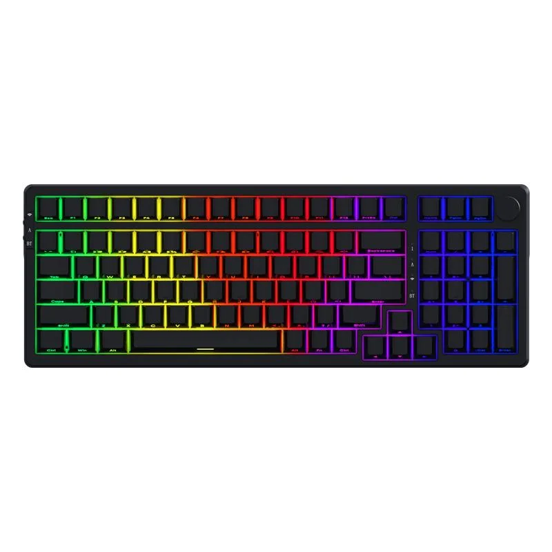 Teclado mecánico de retroiluminación RGB de tres modos conectable en caliente de Ak992 92 teclas