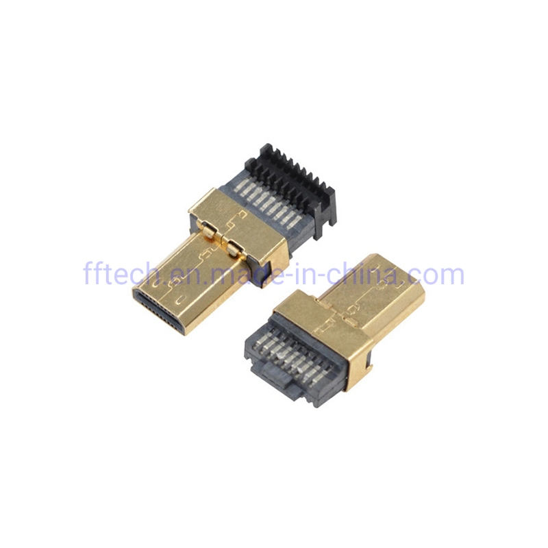 Soldadura de alta calidad 19pin conector macho tipo cable HDMI adaptador HDMI hembra conector Micro HDMI