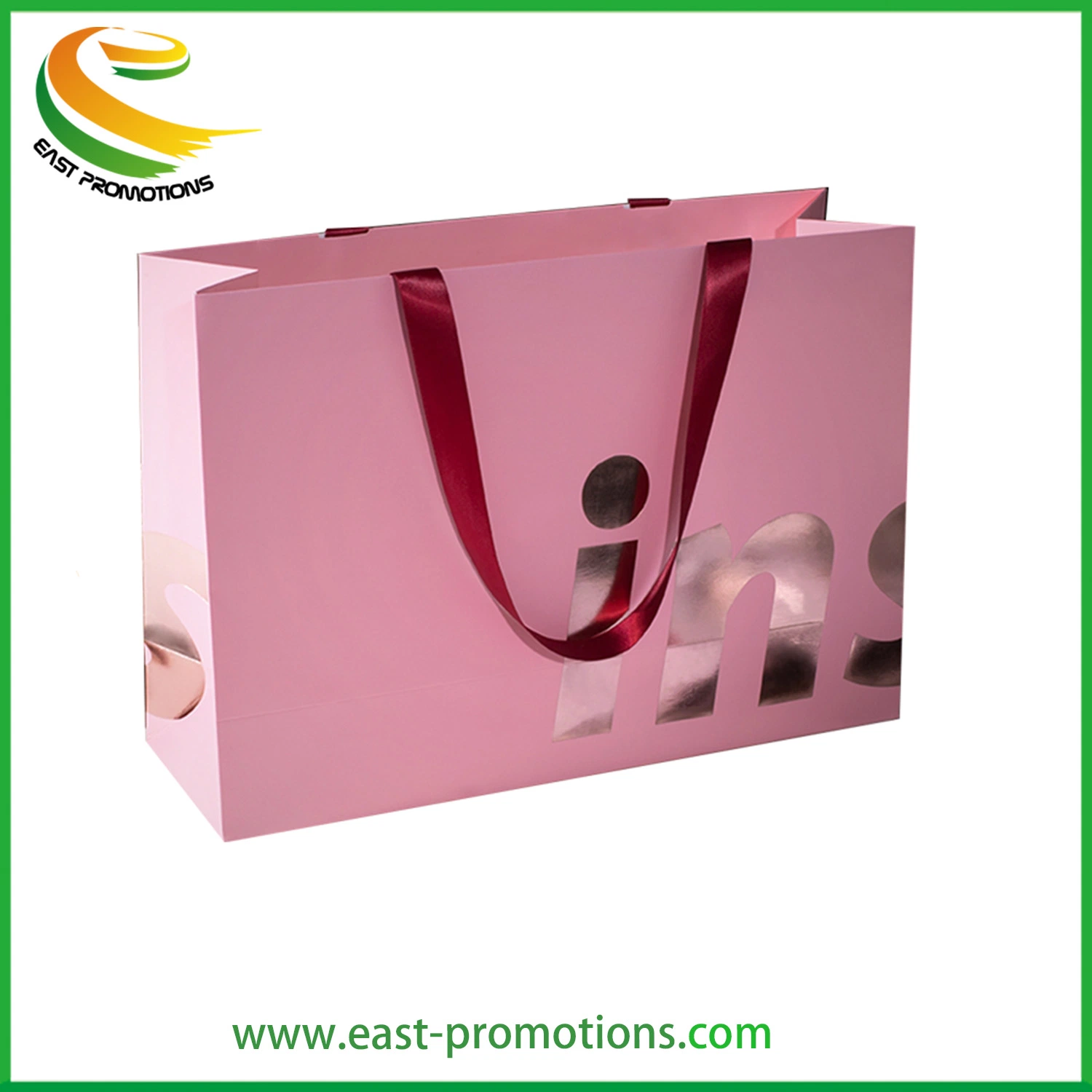 Manufacturer Custom Cheap Luxury Coated Art Paper Gift Bag Ribbon Handle with Logo Stamping