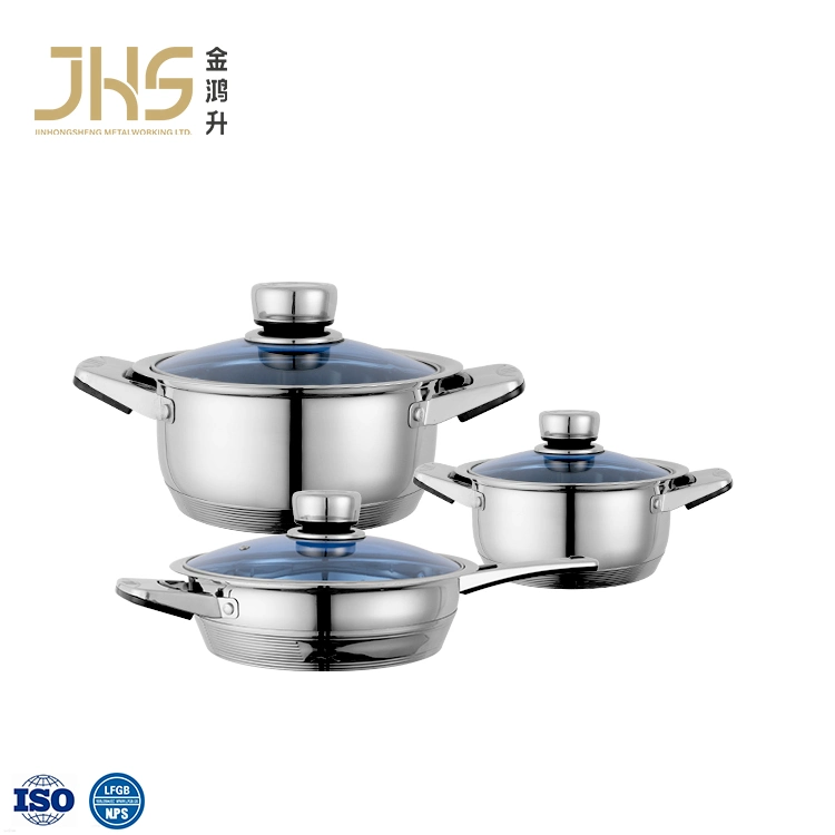 La technologie allemande Ustensiles de cuisine 6 pcs casserole en acier inoxydable Marmite Jeu de batterie de cuisine