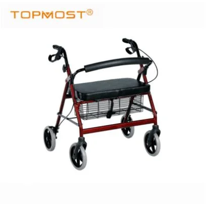 Bastidor de aluminio Caminata asistida silla de ruedas para adultos con discapacidad Walker con asiento Rollator ahorro de mano de obra con cesta