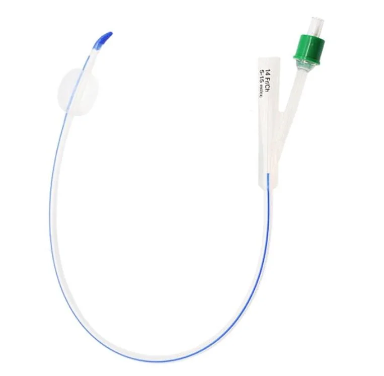 F6-F24 2 Way Double-Lumen Standard Type Full Silicon Urethral Catheter/Foley Catheter