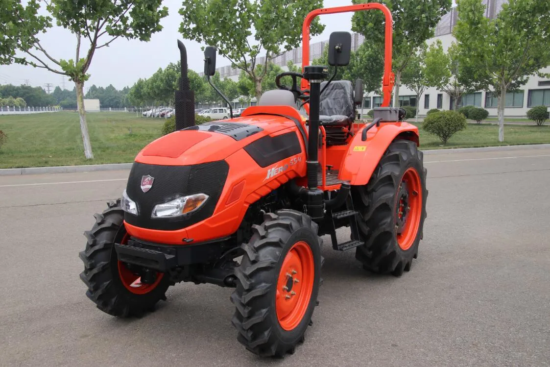 High Quality Low Price Chinese Small Tractor Farm Agriculture Machine 4WD 55HP Cabin Rops Canopy