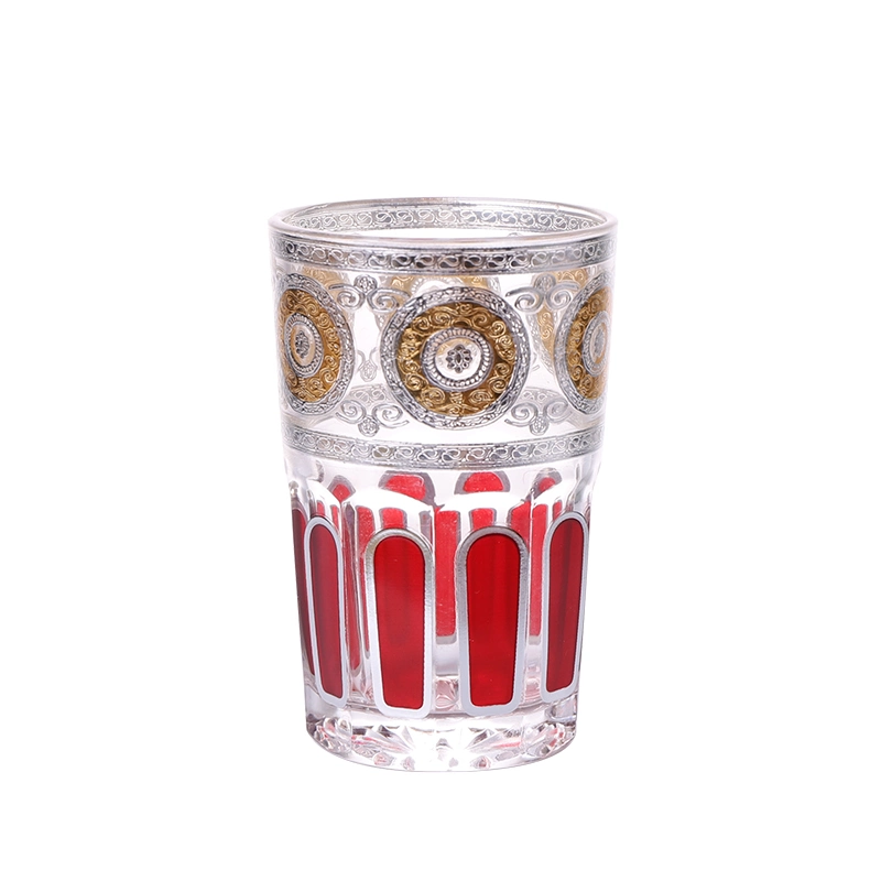 7oz Arabic Morocco Style Nice Printed Cups Red Tea Glass Tumbler