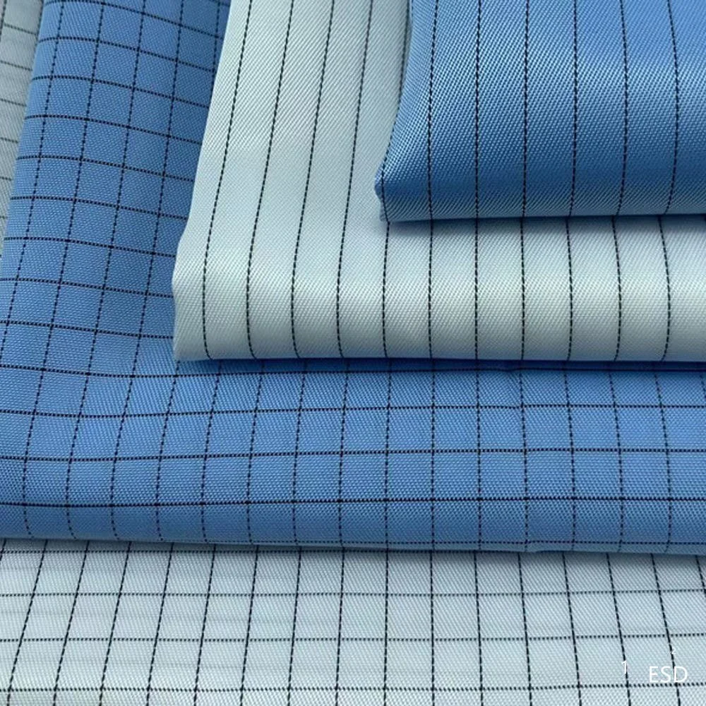 ESD Carbon Fibre Ployester Fabric Antistatic Cloth Material