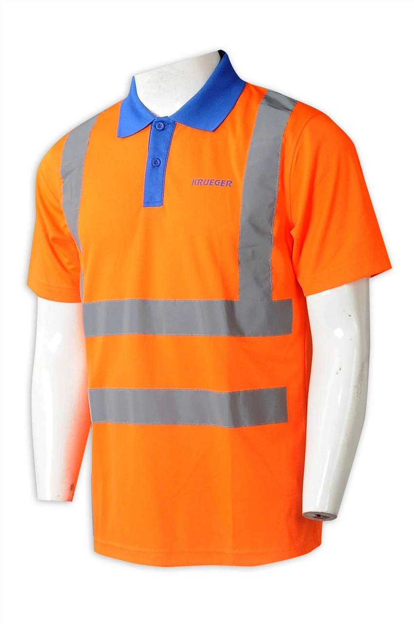 Orange Hi Vis Polo camisa reflectante de alta visibilidad Ropa de trabajo Ropa camisetas de Seguridad 100% algodón con aflojar la camisa de manga larga colocar