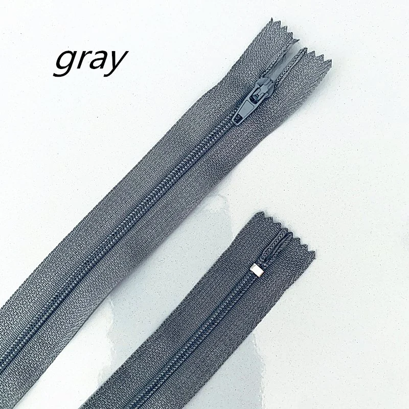 Grey Color 10-60cm (4inch-24 Inch) 20 Colors Zipper Nylon Coil Zippers