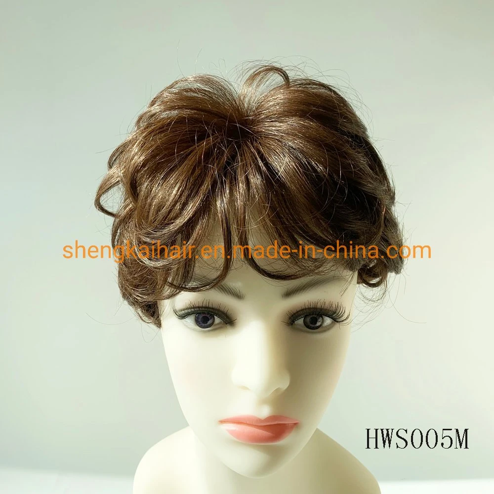 Wholesale Premium Full Handhed Human Hair Synthetic Hair Mix femmes Morceaux de cheveux supérieurs