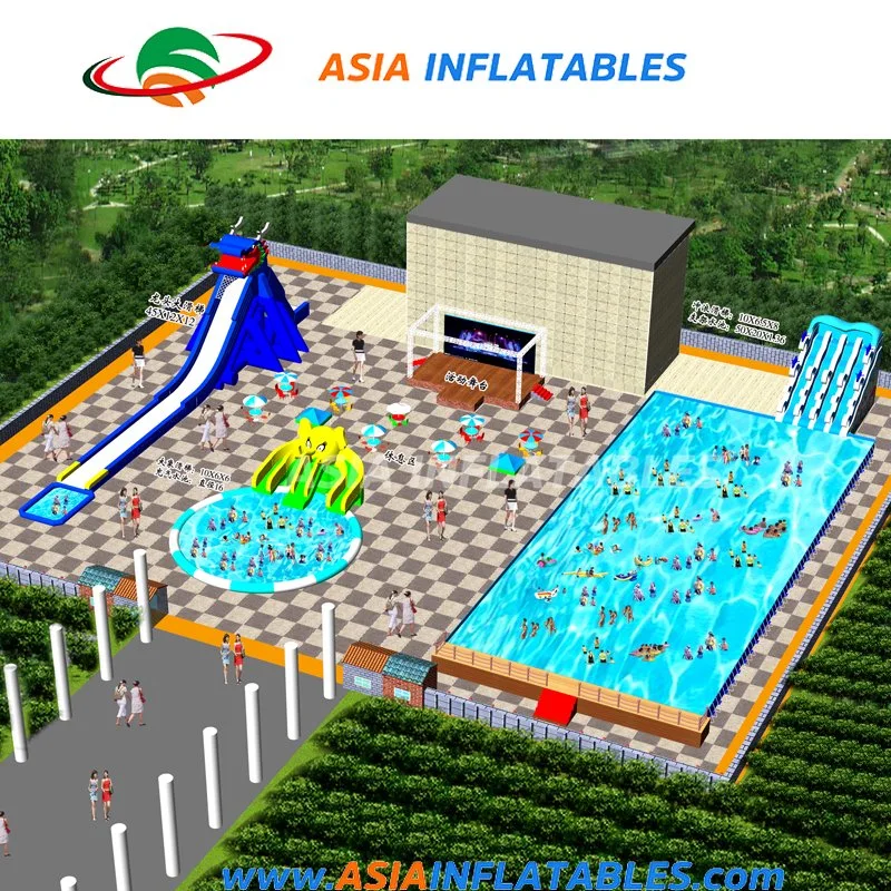 Wholesale/Supplier OEM on Land Mobile Inflatable Water Playground Aqua Amusement Slides Park