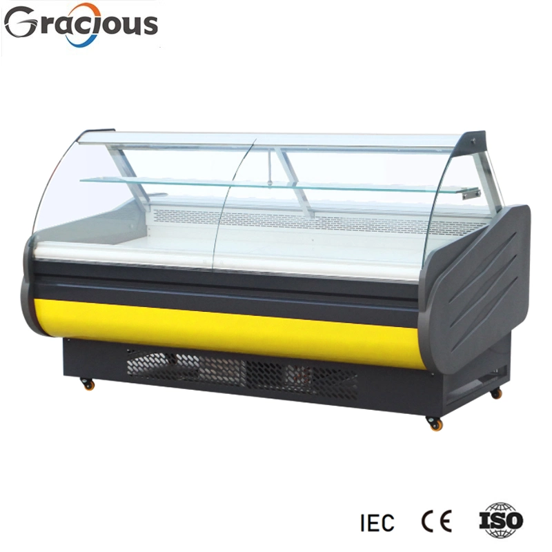 Curved Tempered Glass Commercial Deli Display Showcase Cooler Service Counter for Supermarket