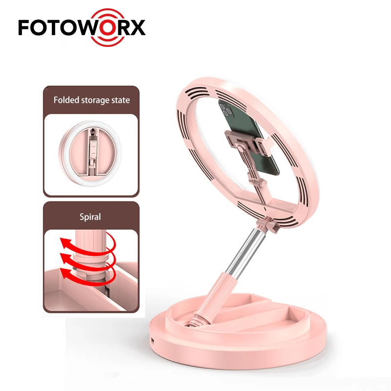 Fotoworx Mesa plegable de 12 pulgadas Piso Selfie Anillo de luz