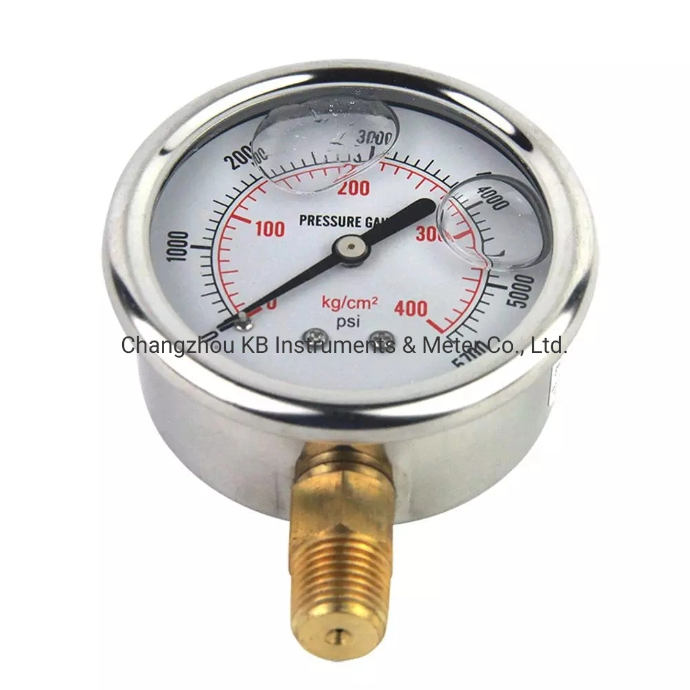 60mm 0-100 psi radiales Manometer aus Edelstahl Flüssigkeitsgefüllter Druck Druckmanometer Luft Öl Wasser Hydraulikmanometer 1/4 NPT