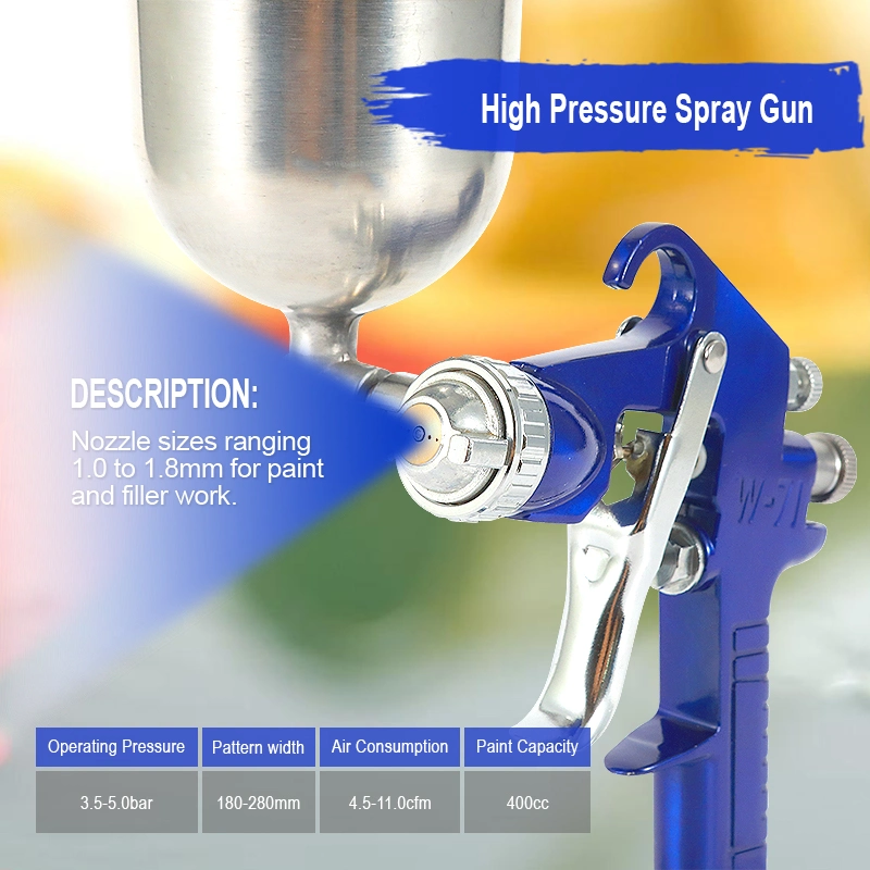 High Pressure Spray Paint Gun W-71g HVLP Spray Gun for Paint and Filler Work