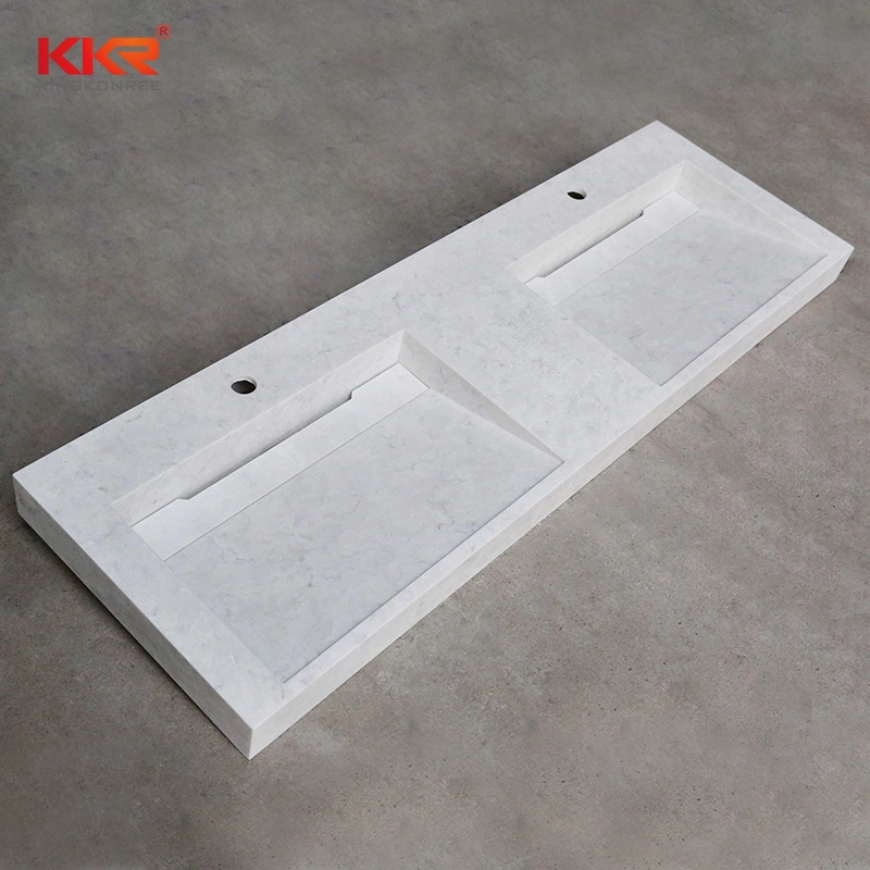 Artificial Marble Stone Rectangular White Stone Bathroom Vanity Sink