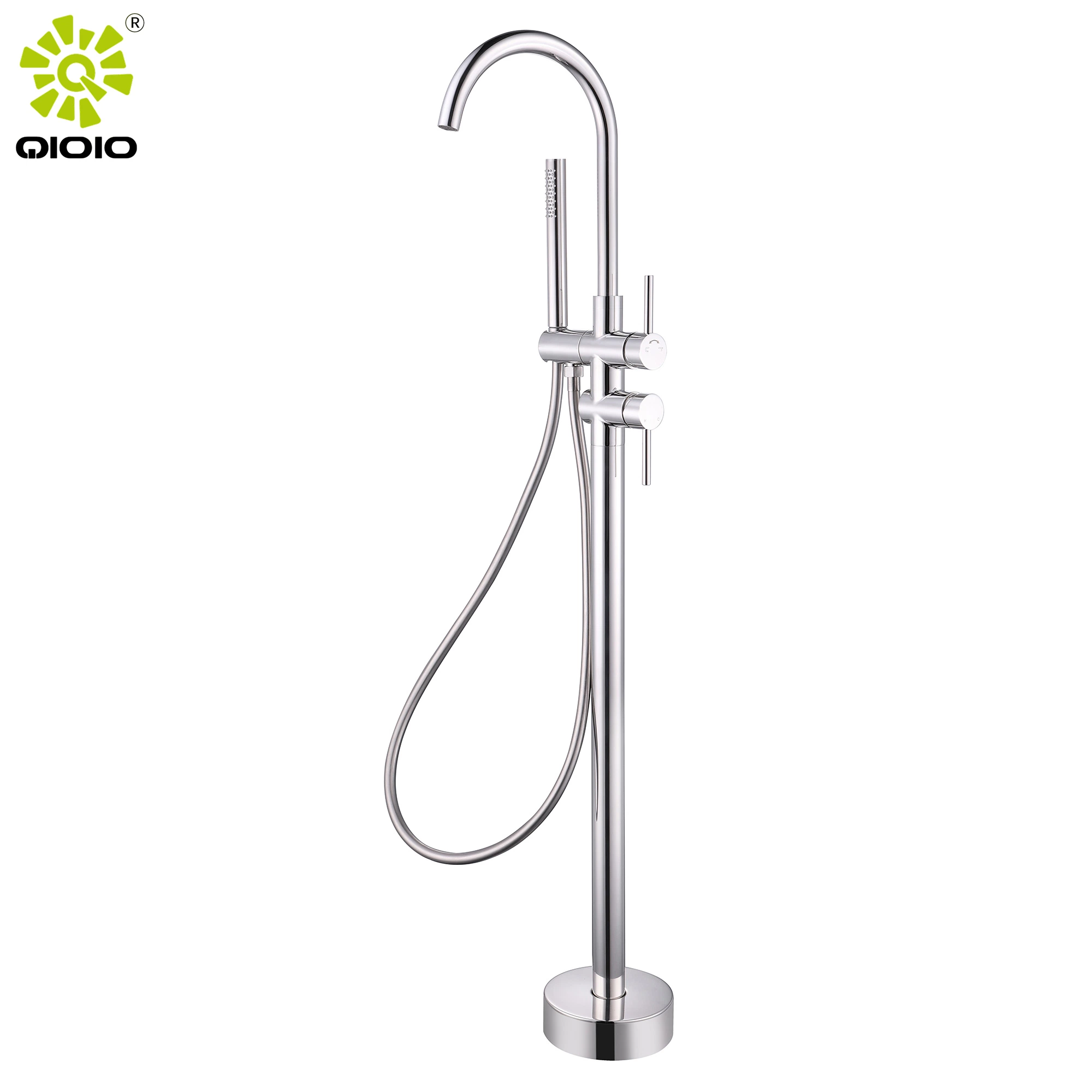 Stainless Steel Free Lead Floor Mounted Brushed Standing Bathtub Shower Faucet