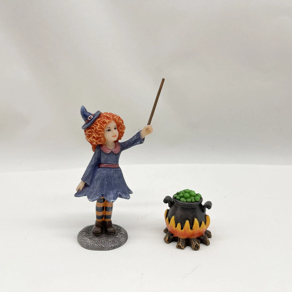 Customized Mini Witch and Magic Pot Halloween Miniature Figurine Factory Wholesale/Supplier