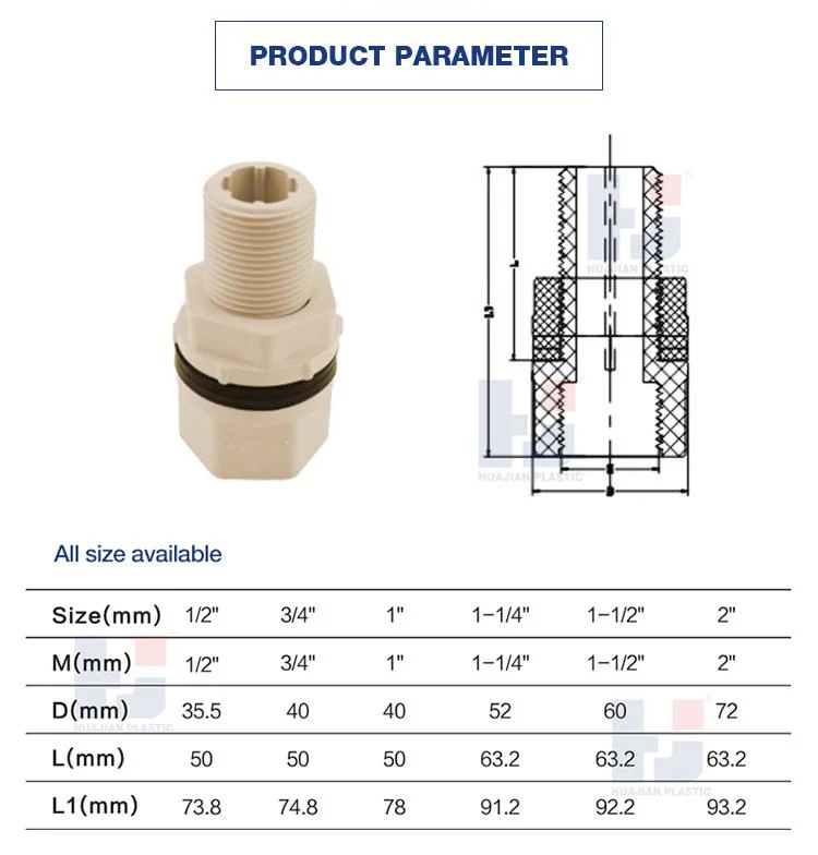 ASTM D2846 Standard Plastic/CPVC/Pressure Connector Pipe Fittings