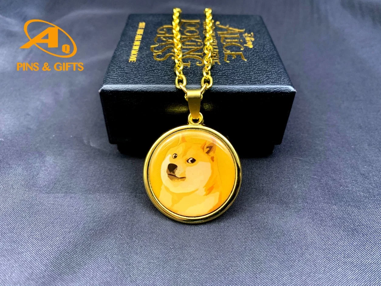 2021 Hot Selling Fine Gold Sterling Silver Jesus Head Face Charm Religious Pendant Doge Coin My Lucky Coin Necklace Chain Pendant