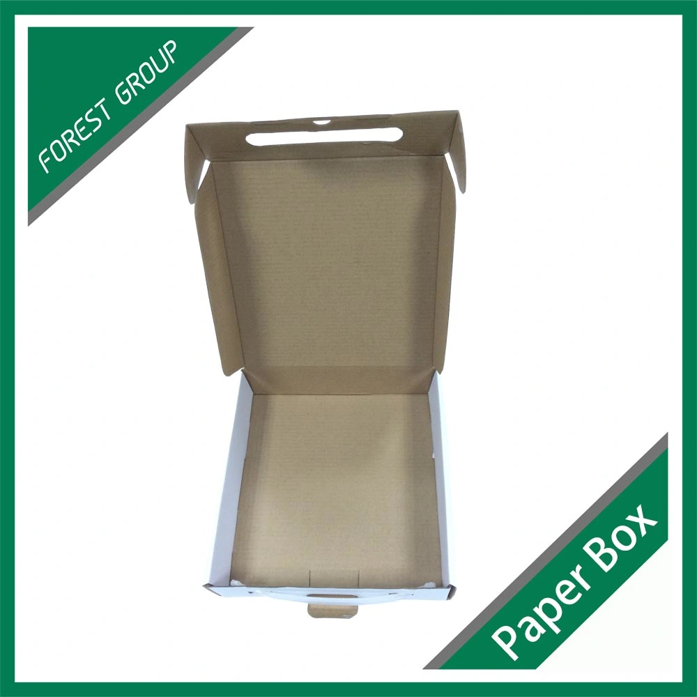 Handle White Corrugated Packaging Box OEM