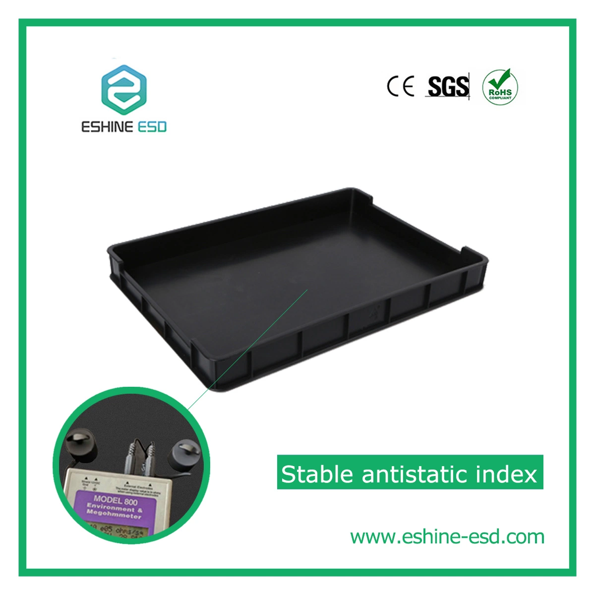 Embalaje de palets de plástico antiestático ESD Carro PCB negro