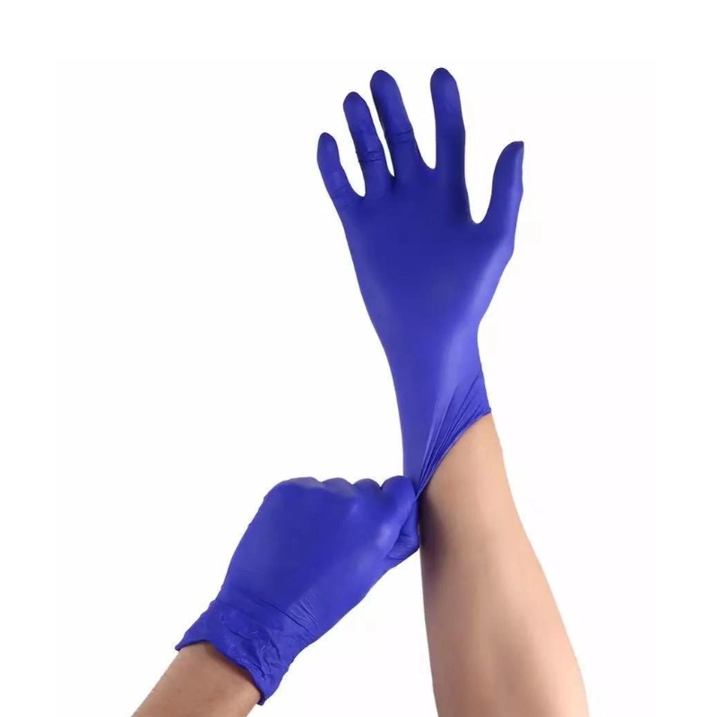 Disposable Purple Blue Antistatic Nitrile Protective Cotton Gloves