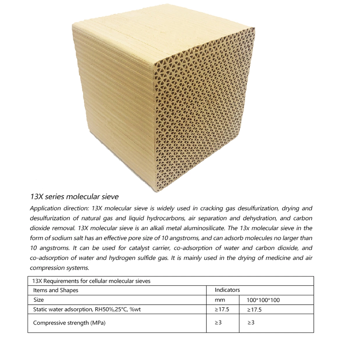 Tamiz molecular Zeolita especial Honeycomb Monolith adsorbente para la eliminación de COV