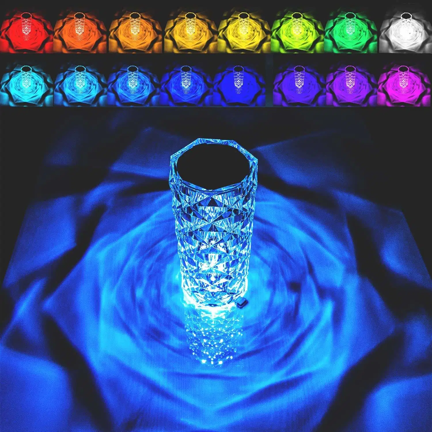 Lampe de table à barre en cristal 3D Creative Visual Rose LED Diamond Veilleuse