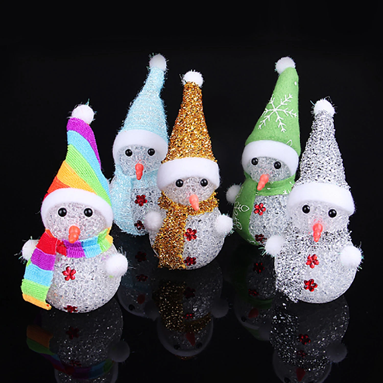 LED Lights Christmas Snowmen Colorful Crystal Grain Christmas Snowman Night Lamp LED