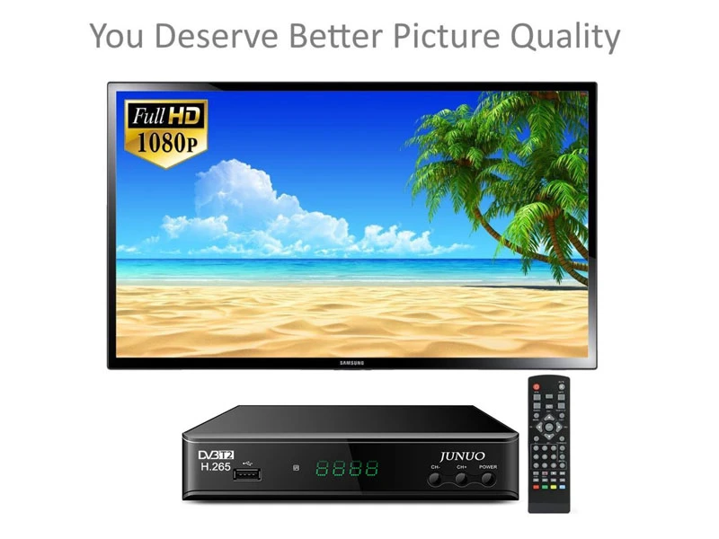 تصميم جديد FHD H. 265 DVB T2 168 مم حجم مع مفاتيح اللوحة تعيين جهاز استقبال التلفزيون في الصندوق العلوي