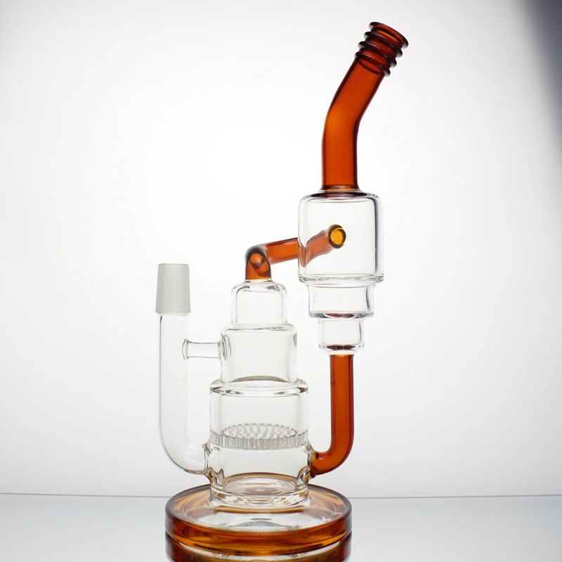 Stacked Cake Glass Water Pipe with Honeycomb Recycler Oil DAB Rigs Smoking Set